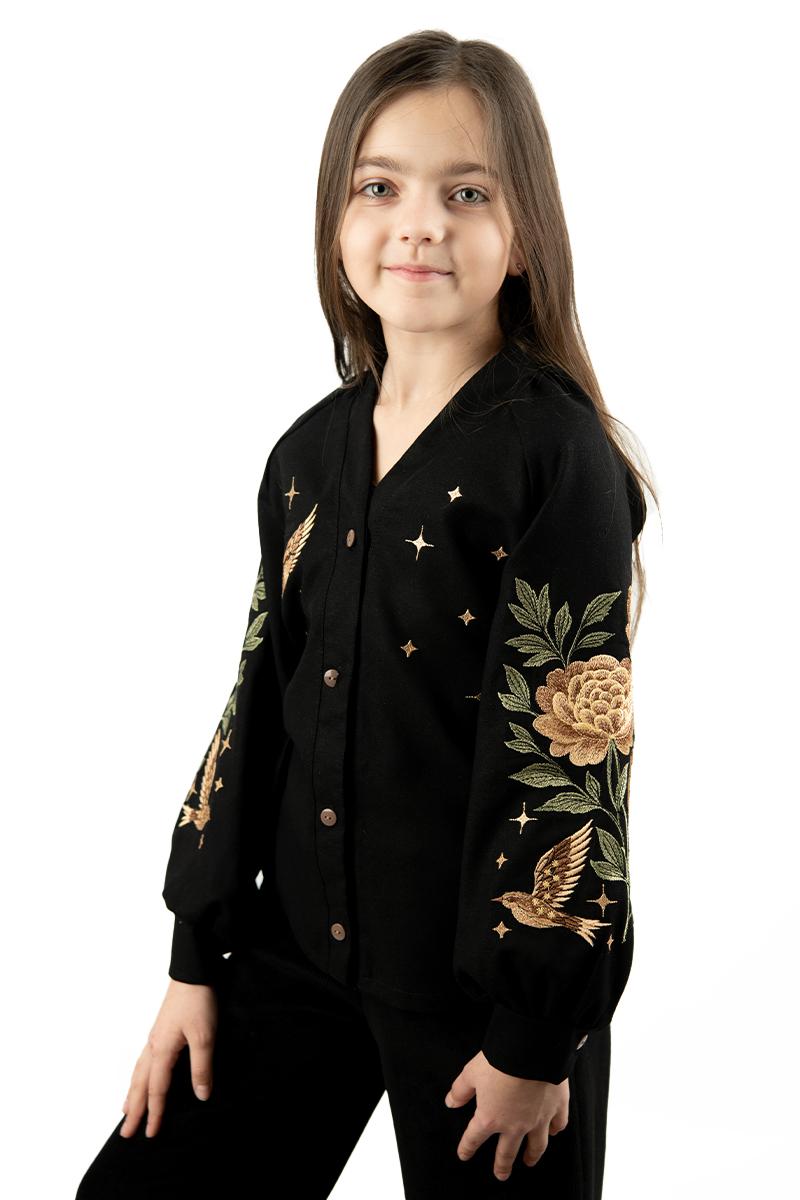 Вышиванка для девочек, черная 010441193-002