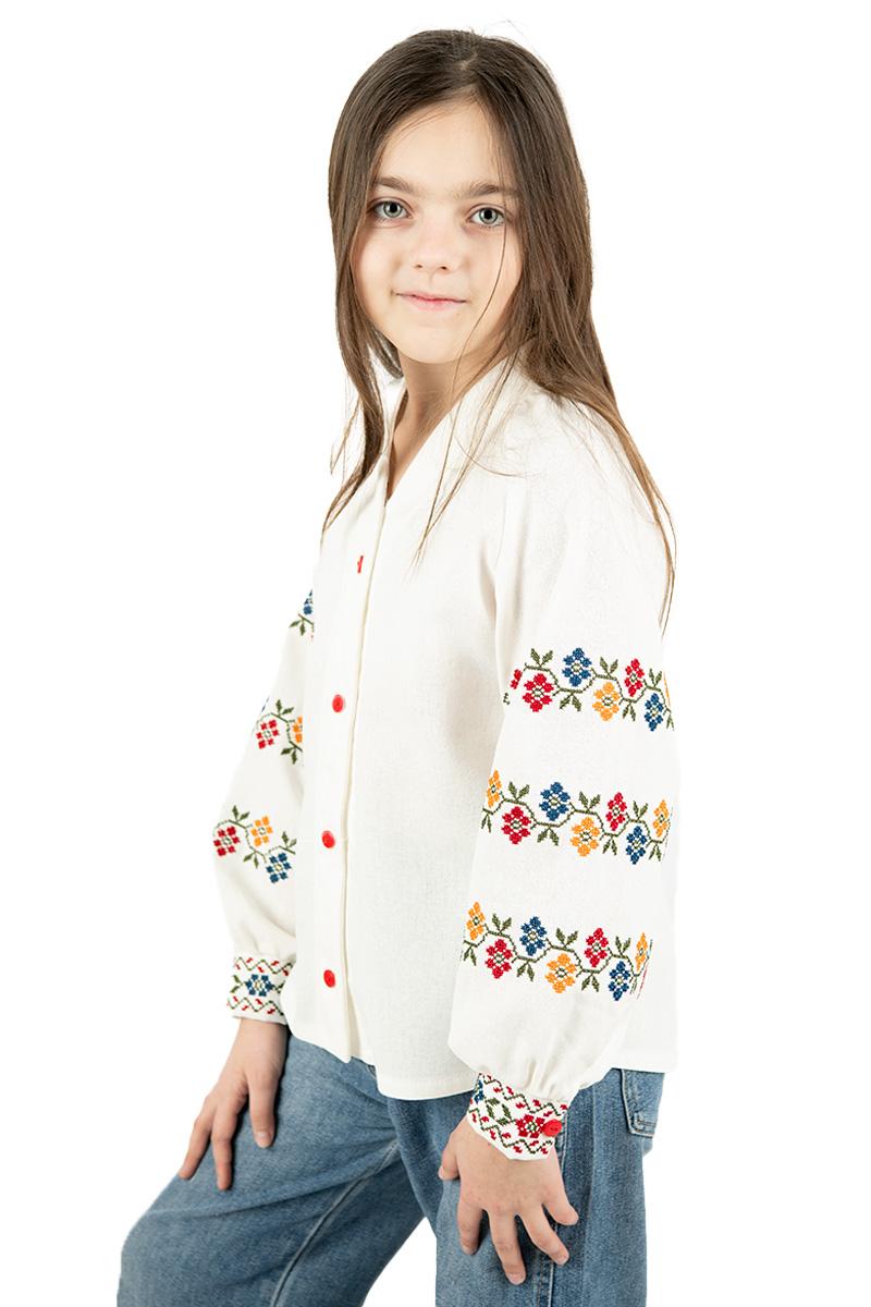 Вышиванка для девочек, молочная 010442193-035