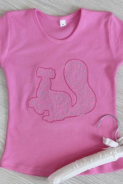 Блуза детская с вышивкой БЕЛКА, розовая 010514304-125