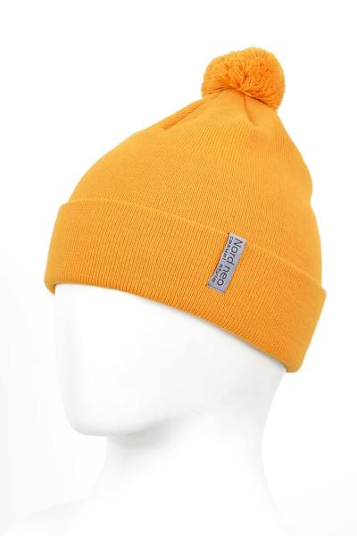 Шапка с бубончиком унисекс, горчичная 041110-032