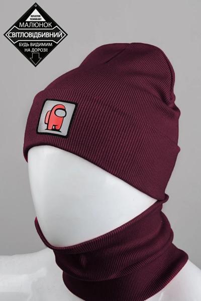 Комплект (шапка+хомут) Among Us, бордовый 042022200-039