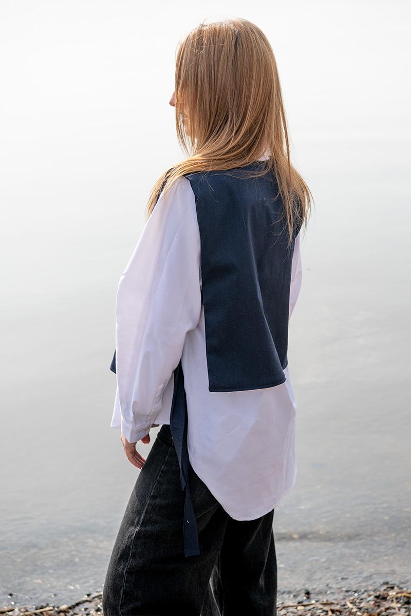 Вишита жилетка, темно-синя 400670193-040