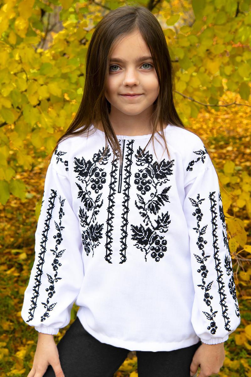 Вышиванка для девочек, белая 010429193-001