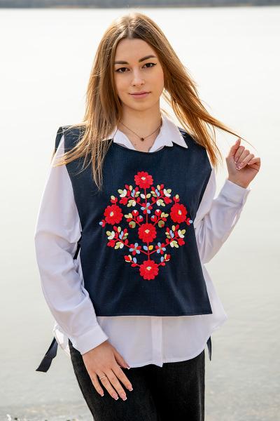 Вишита жилетка, темно-синя 400670193-040