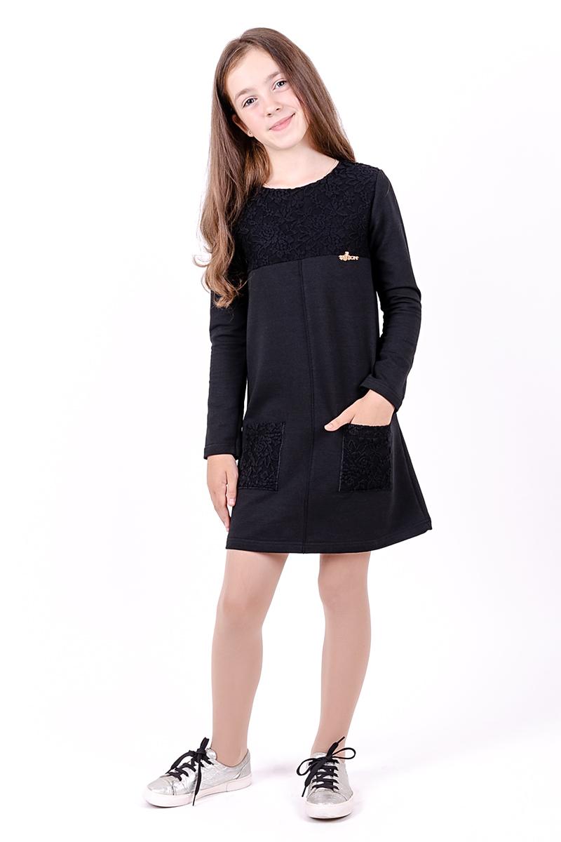 Платье для девочек школьное, черное 180659170-002