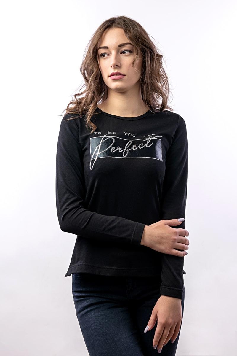 Блуза женская с надписью, черная 300620111-623
