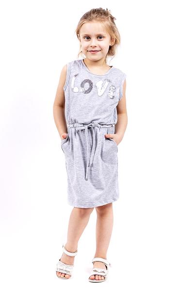 Платье для девочек, серый меланж 180652111-027