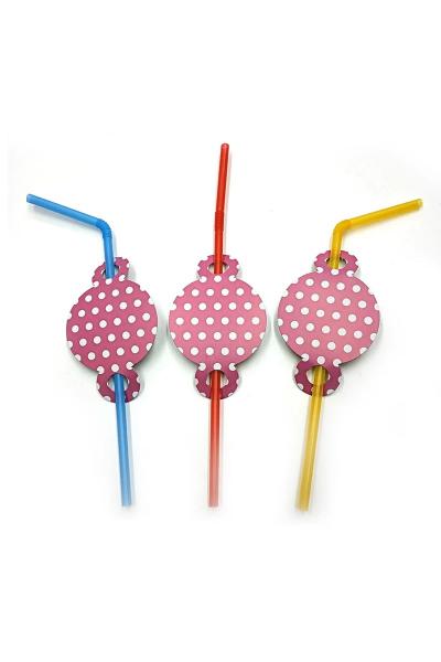 Трубочка коктейльна, Горох на рожевому 950212