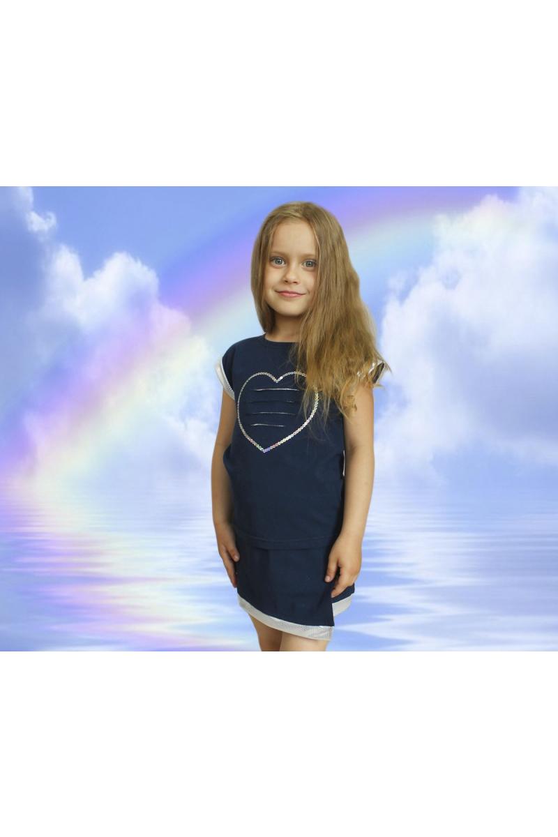 Блуза детская, синяя с серебром 010088111-213