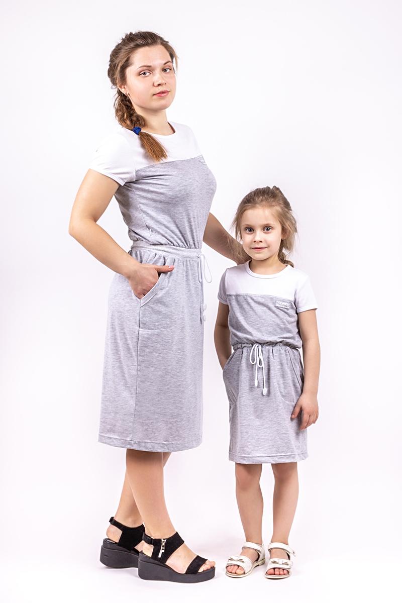Сукня жіноча з коротким рукавом, сірий меланж 390805111-027