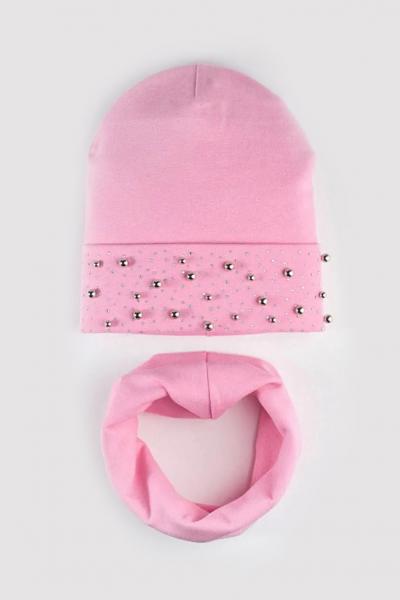 Шапка и хомут для девочки, розовый 042180700-005