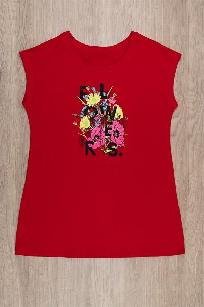 Блуза жіноча з шовкографією, червона 300984111-007