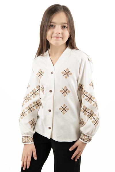 Вишиванка для дівчаток, молочна 010443193-035