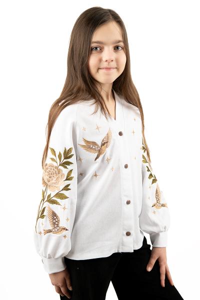 Вышиванка для девочек, белая 010441193-001