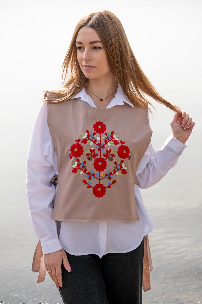 Вишита жилетка, бежева 400670193-045