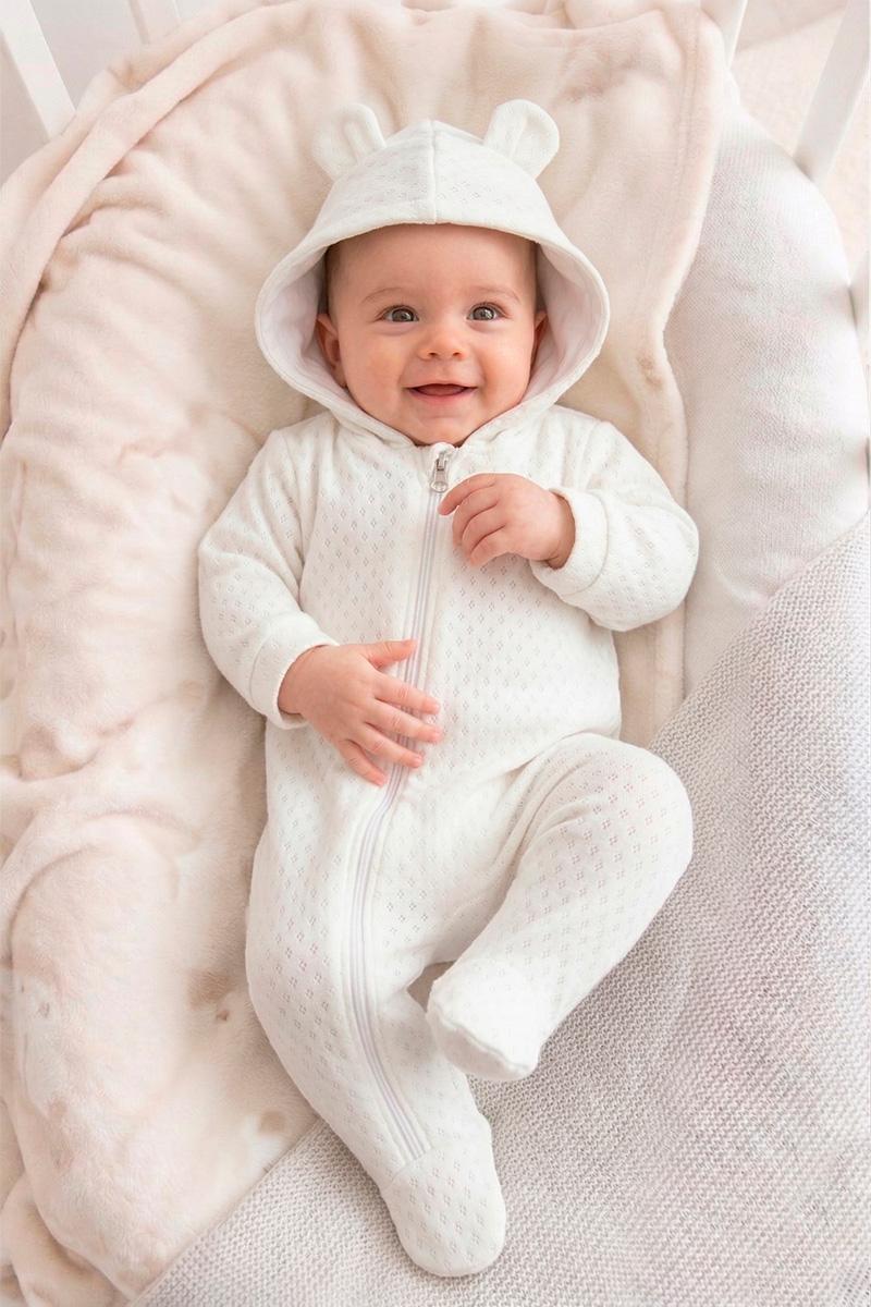 Комбінезон з вушками для малюків, молочний 060307011-035