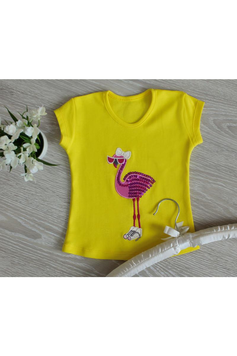 Блуза детская с вышивкой ФЛАМИНГО, желтая 010514304-123