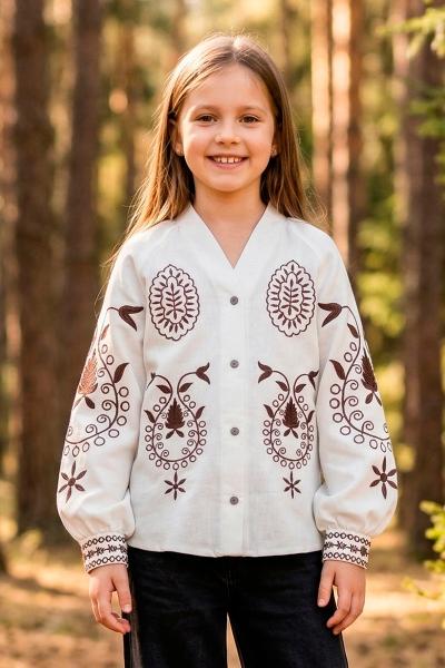 Вышиванка для девочек, молочная 010445193-035