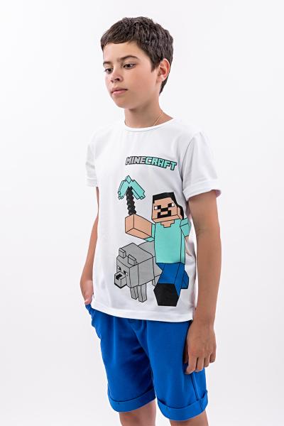 Костюм для мальчика футболка и шорты, электрик 080470170-021