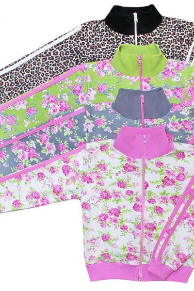 Куртка-бомбер детская, серая с розами 050063209-068