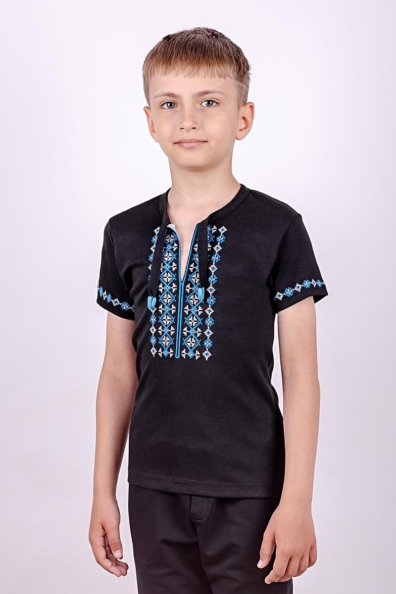 Вышиванка для мальчиков, черная с синей вышивкой 210477303-199