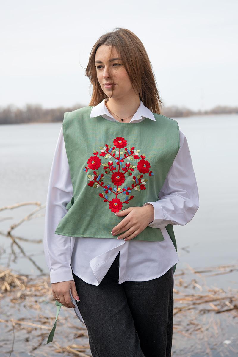 Вишита жилетка, ментолова 400670193-037