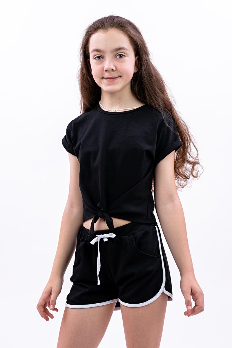 Блуза для девочек подростков, черная 010394111-002