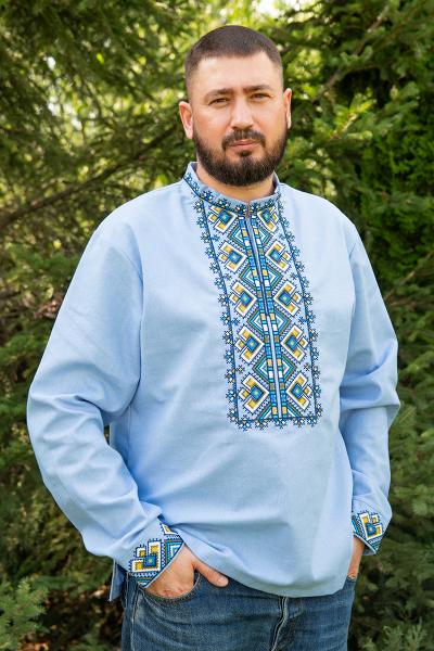 Вишиванка чоловіча, блакитна 470142193-016