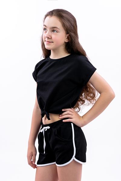 Блуза для дівчаток підлітків, чорна 010394111-002