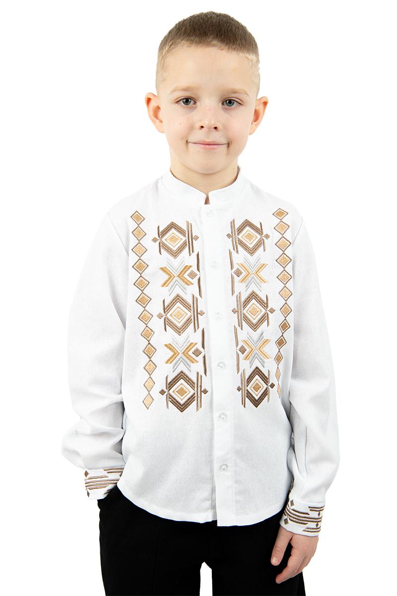 Рубашка-вышиванка для мальчиков, белая 210526193-001