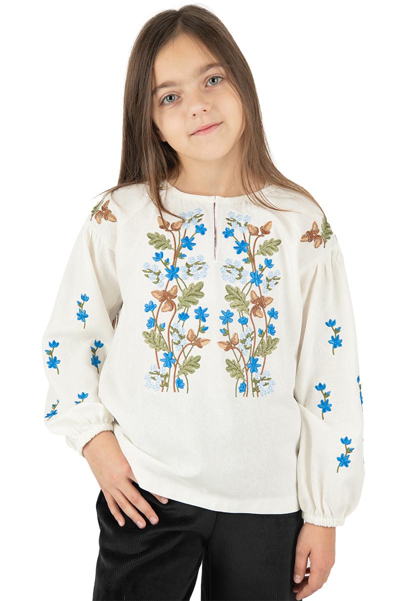 Вишиванка для дівчаток, молочна 010437193-035