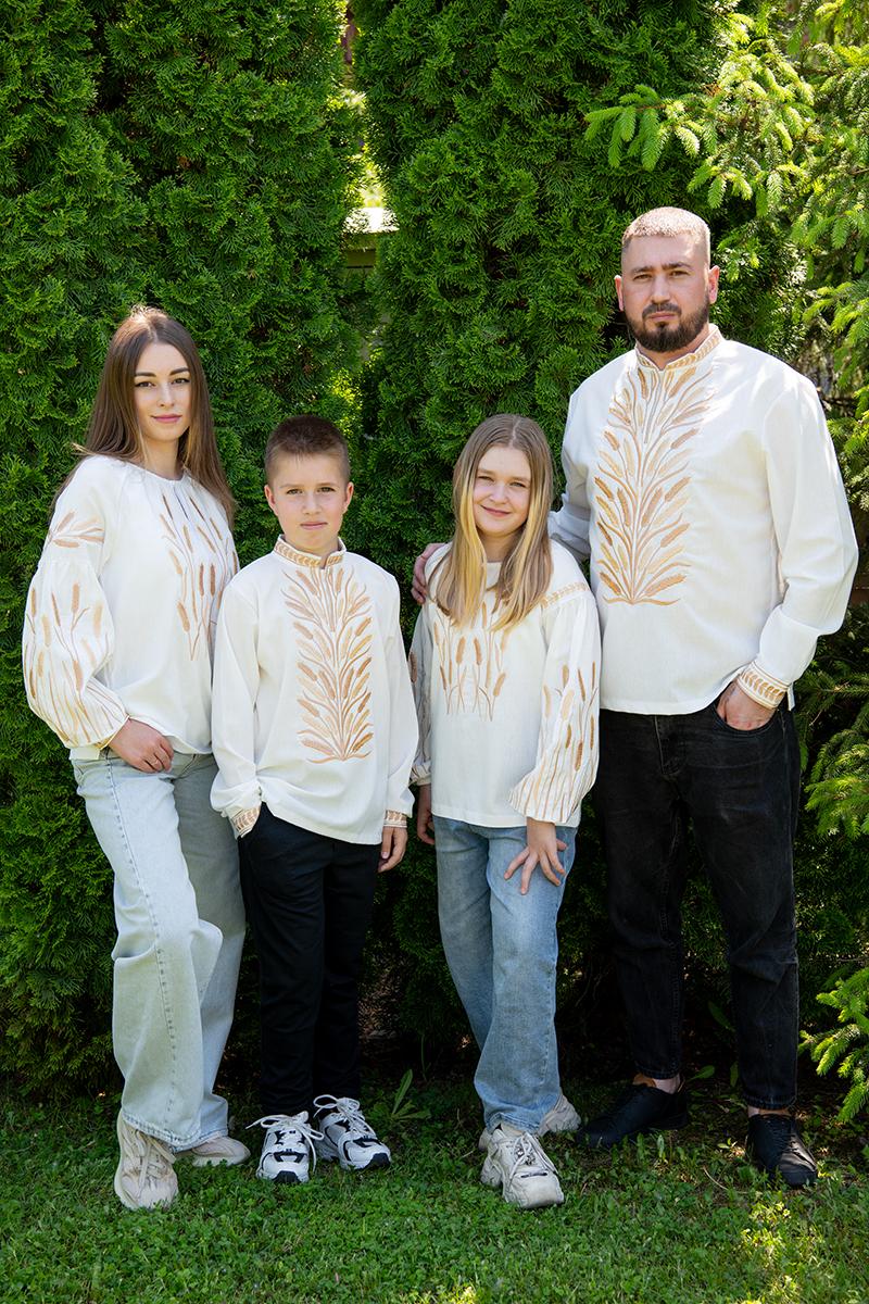 Вишиванка для дівчаток, молочна 010425193-035