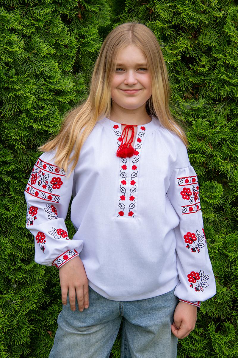 Вишиванка для дівчаток, біла 010426193-001