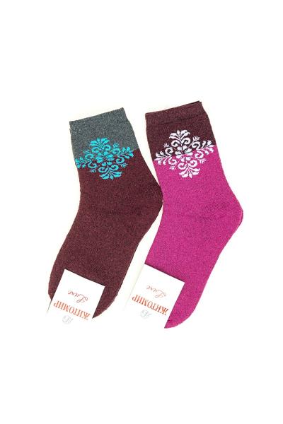 Носки женские высокие на махре, бордовые 600777-039