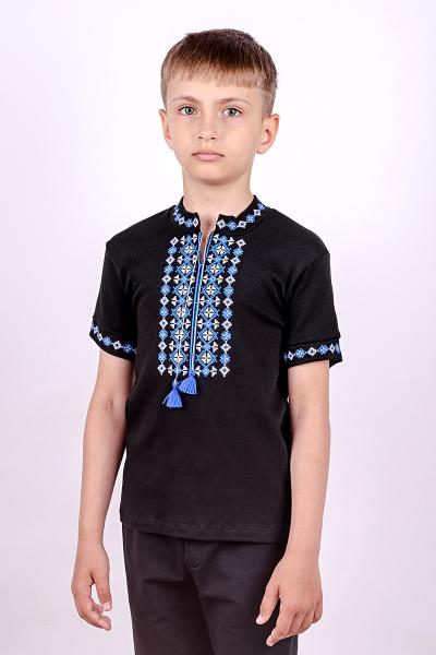 Вышиванка для мальчиков черная, с синей вышивкой 210475303-199