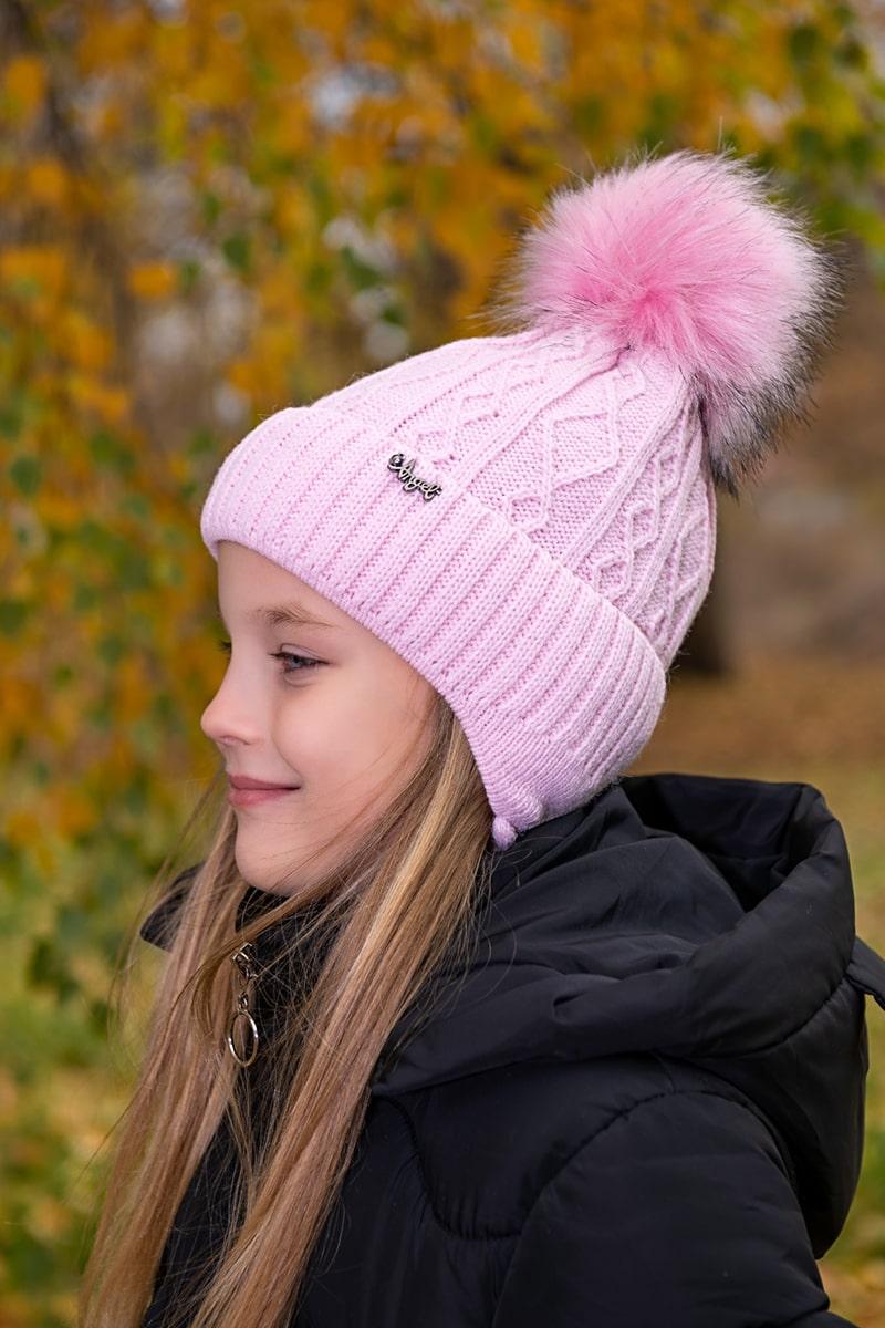 Зимняя шапка для девочки, светло-розовая 047054650-004