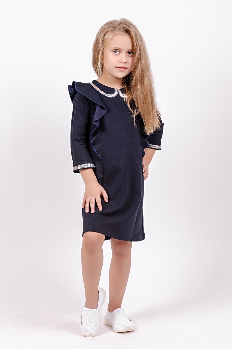 Платье для девочек школьное, темно-синее 180661170-040