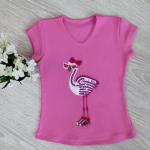 Блуза детская с вышивкой ФЛАМИНГО, розовая 010514304-139