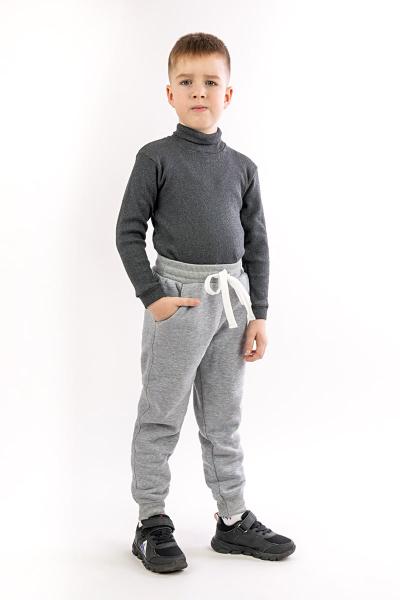 Детские теплые штаны, серый меланж 030367204-027