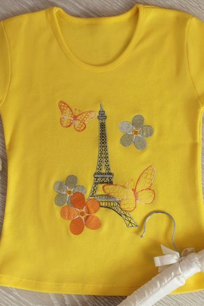  Блуза дитяча жовта, з вишивкою вежа 010514304-119 