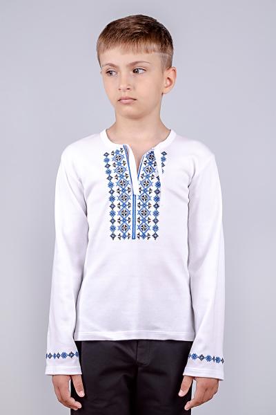 Вышиванка для мальчиков, белая с синей вышивкой 210478303-197