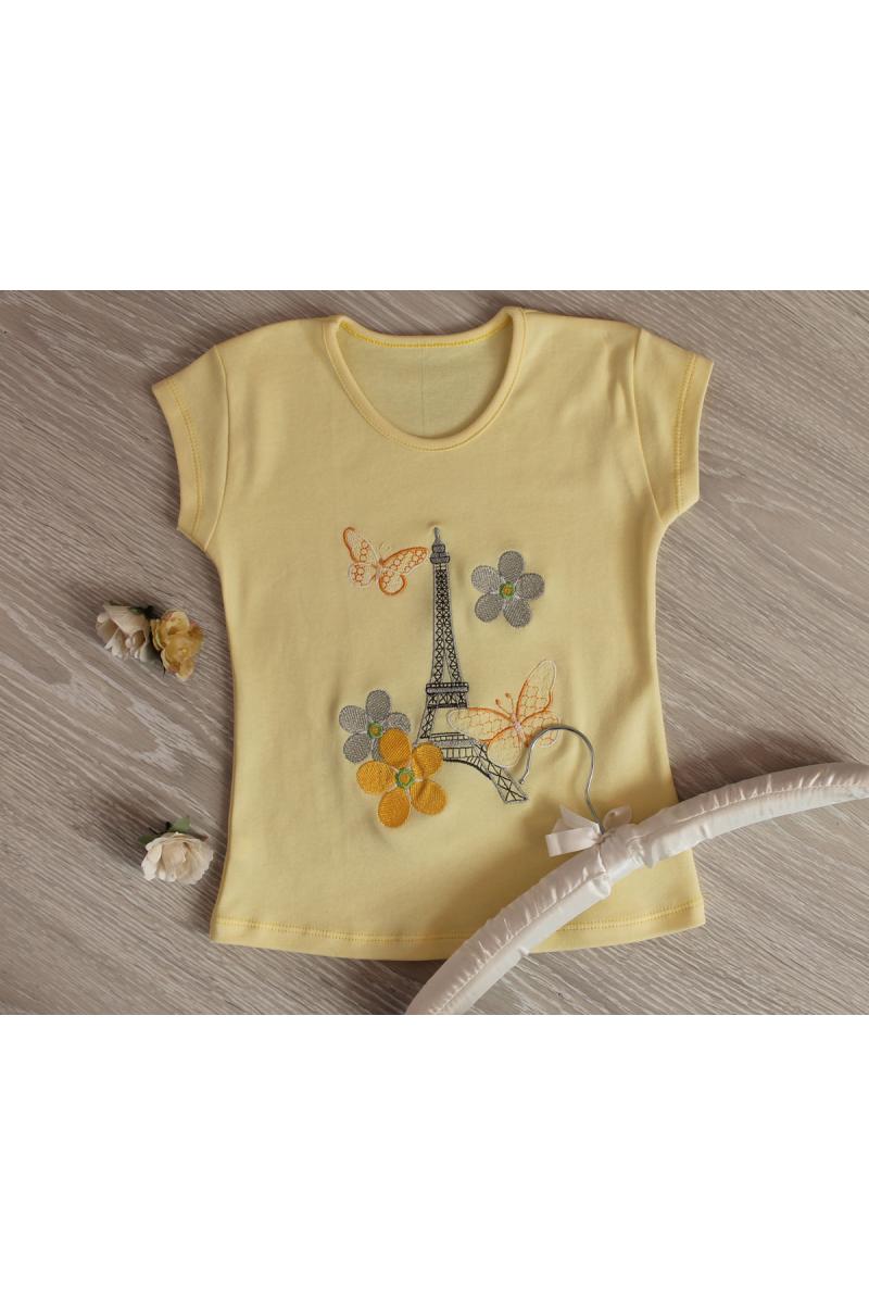 Блуза дитяча з вишивкою ЕЙФЕЛЕВА ВЕЖА, світло-жовта 010514304-120