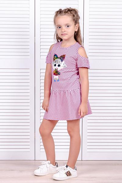 Платье детское, розовое в горошек 180657146-005