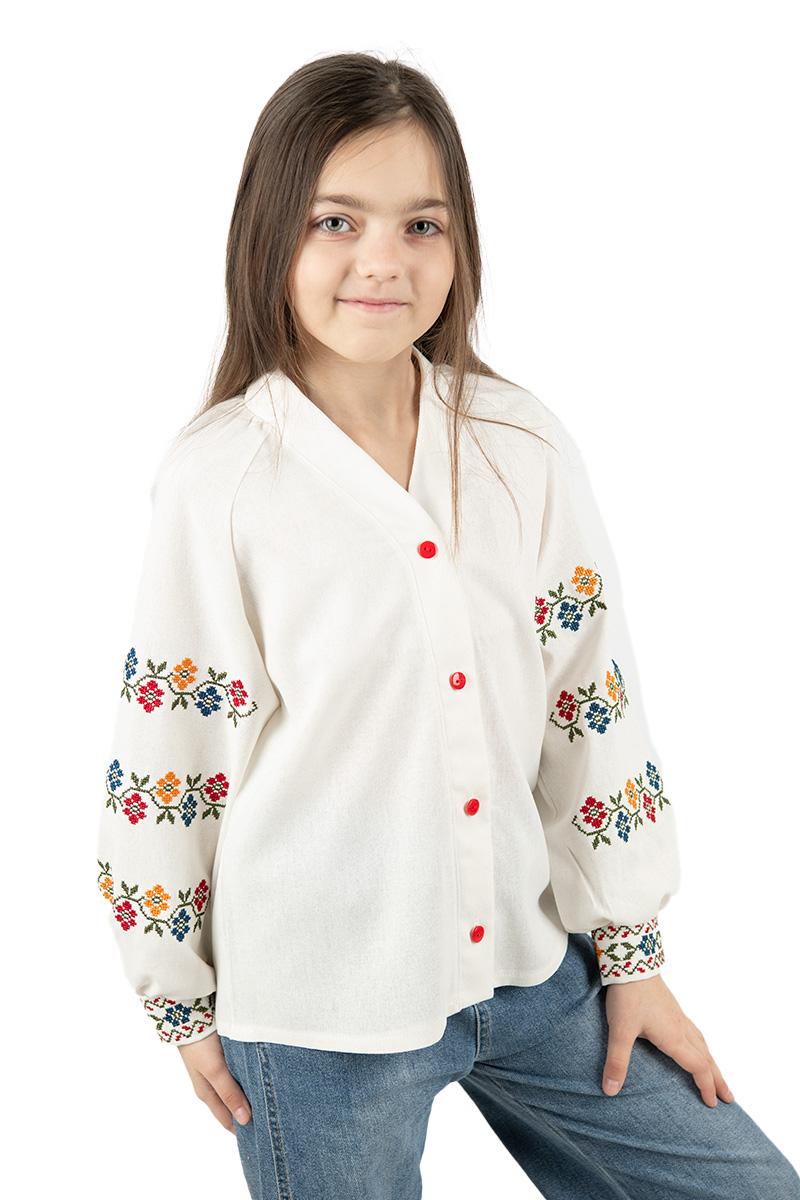 Вышиванка для девочек, молочная 010442193-035