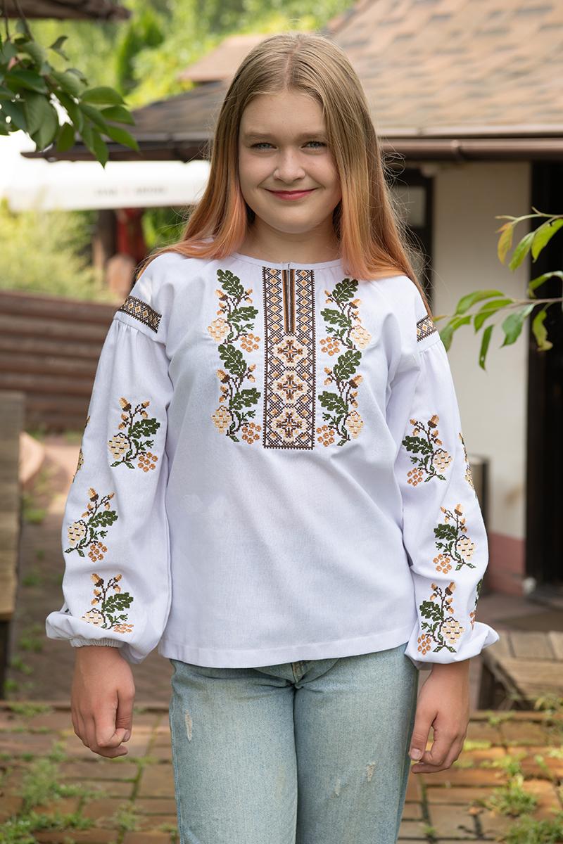 Вышиванка для девочек, белая 010428193-001