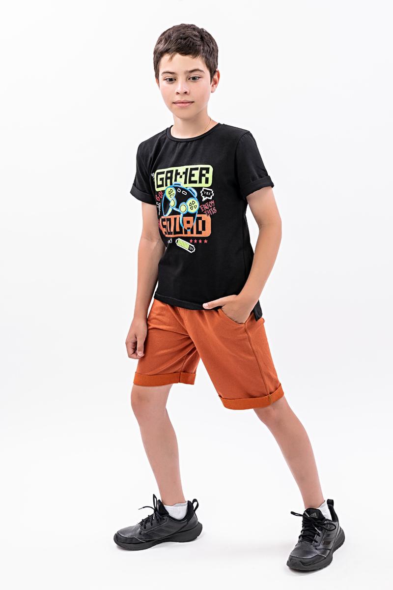 Костюм для мальчика футболка и шорты, коричневый 080470170-033