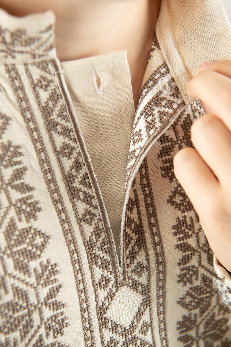 Вишиванка для хлопчиків, світло-бежева 210520193-045