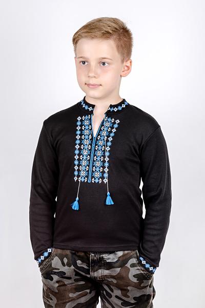 Вышиванка детская, черная с синей вышивкой 210476303-199