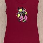 Блуза женская с шелкографией, бордовая 300984111-039