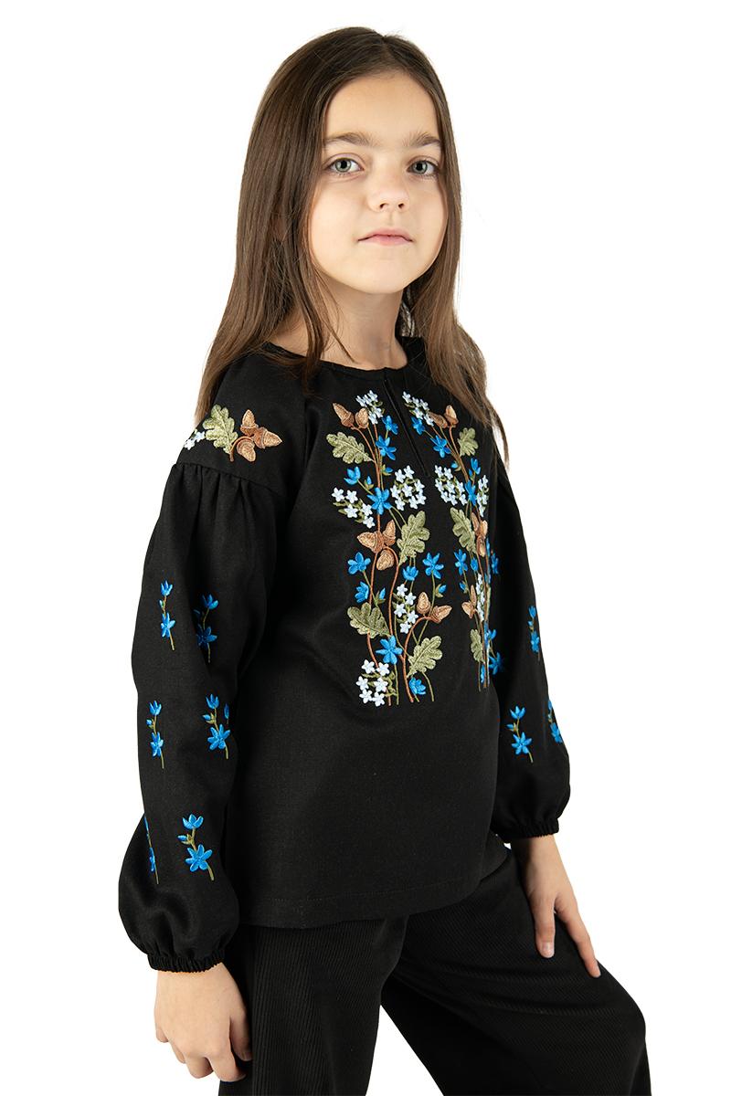 Вышиванка для девочек, черная 010437193-002